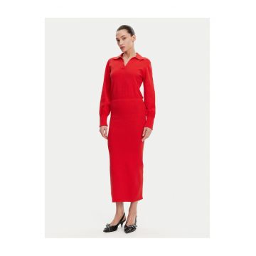 Rochie tricotata de dama  rosu - fabrica de calitate