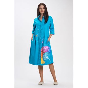 Rochie-camasa cu o papadie pictata manual Enia