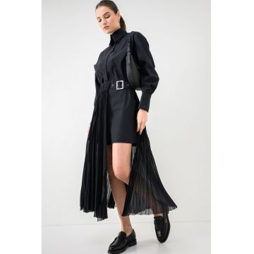 Rochie-camasa midi - Negru