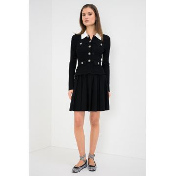 Rochie combi cu terminatie evazata - Alb/Negru