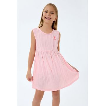 Rochie cu broderie logo discreta Muslin - Roz pastel