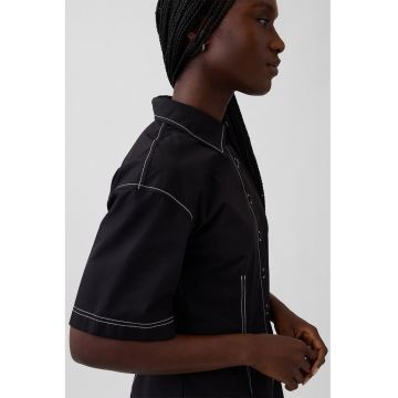 Rochie cu maneci scurte si nasturi - Negru