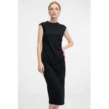 Rochie cu maneci scurte si slit lateral - Negru