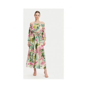 Rochie cu model floral si cordon