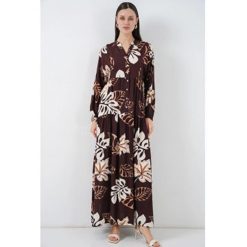 Rochie dama maxi  decolteu in V - maro - textil