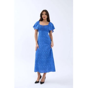 Rochie dama midi  albastru - bumbac