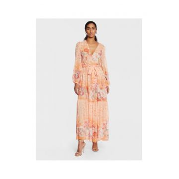 Rochie de vara -  portocalie - flori colorate