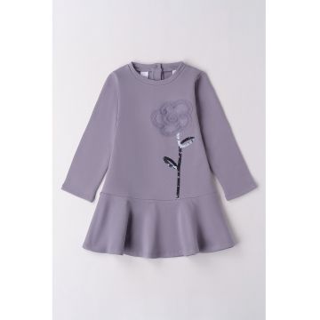 Rochie din amestec de bumbac cu paiete - Albastru prafuit