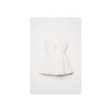 Rochie din bumbac cu dantela sangallo - Alb