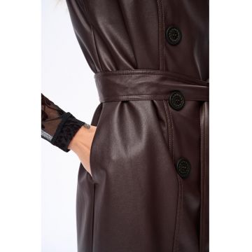 Rochie din piele ecologica cu doua randuri de nasturi Irena