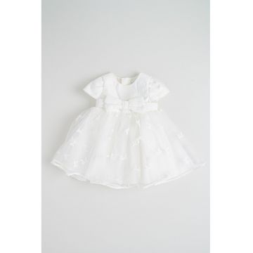 Rochie din tul cu funda - Alb