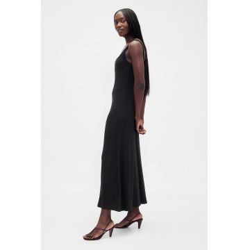 Rochie evazata cu model uni - Negru