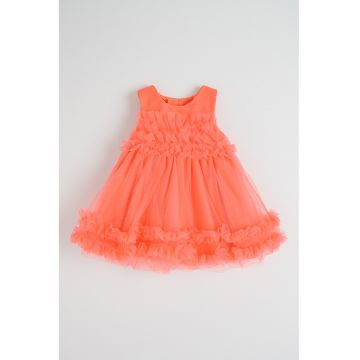 Rochie evazata din tul - Rosu corai