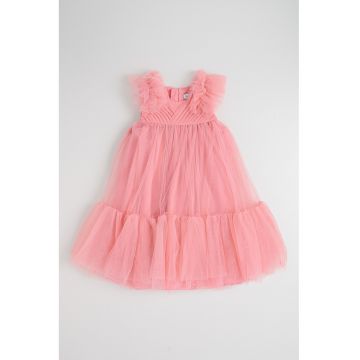 Rochie evazata din tul - Roz deschis