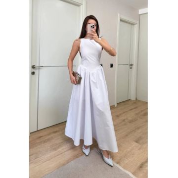 Rochie  fara maneci - alb - bumbac