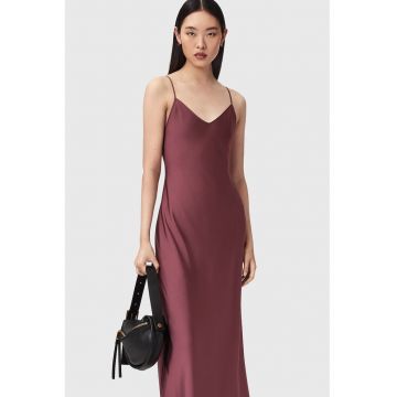 Rochie lunga de satin Bryony - Violet prafuit