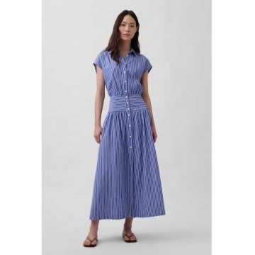 Rochie maxi cu dungi - Alb/Albastru lavanda
