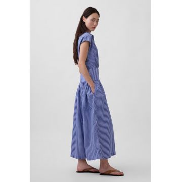 Rochie maxi cu dungi - Alb/Albastru lavanda