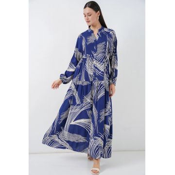 Rochie Maxi  decolteu in V - bleumarin - textil