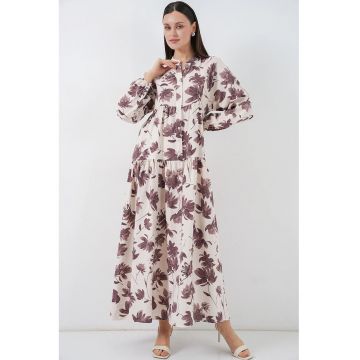 Rochie maxi -  florala - maro - textil