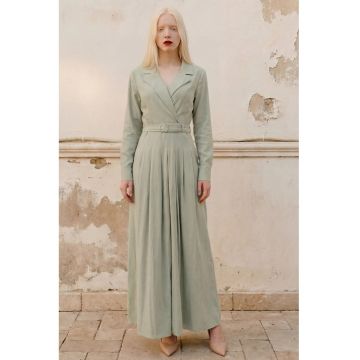 Rochie Maxi -  maneci lungi - verde menta - bumbac si in