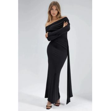 Rochie maxi  mulata - neagra - jerseu