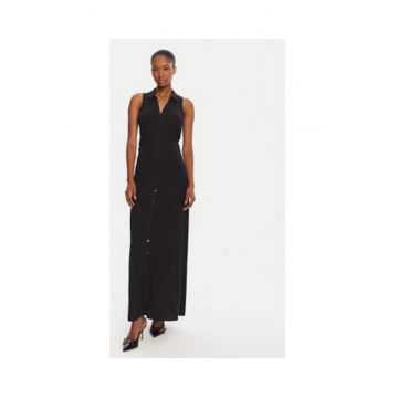 Rochie maxi tip camasa - fara maneci