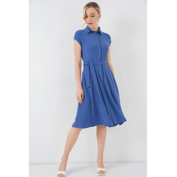 Rochie midi  A-line - Textil - Albastru