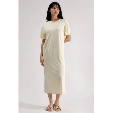 Rochie midi  croiala larga - galben - jerseu