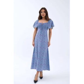 Rochie midi -  cu imprimeu - albastru - textil