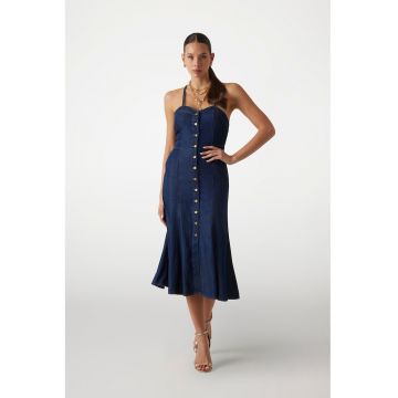 Rochie midi de denim - Bleumarin