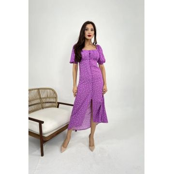 Rochie Midi  Decolteu patrat - violet - Bumbac