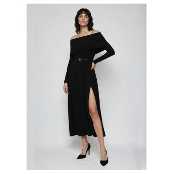 Rochie midi din lyocell cu decolteu pe umeri Melira