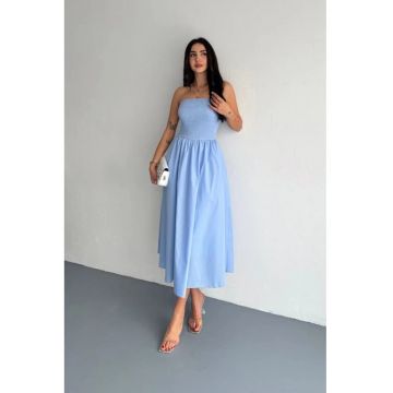 Rochie midi  fara bretele - Albastru