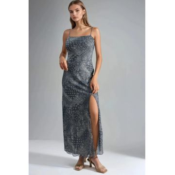 Rochie midi  gri - poliester/elastan - Gri