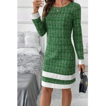 Rochie midi  model cu dungi - verde - textil - One Size