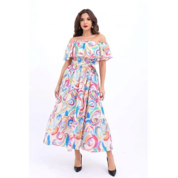 Rochie midi  multicolor - textil