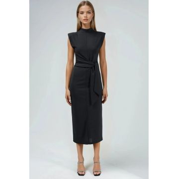 Rochie midi  neagra - textil - Negru