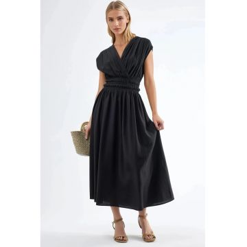 Rochie Midi  Negru - poliester - decolteu in V - fara maneci