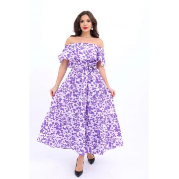 Rochie midi  violet liliac - bumbac -