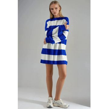 Rochie Mini -  cu dungi - albastru - tricot -