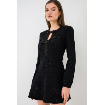 Rochie mini cu insertii stralucitoare - Negru