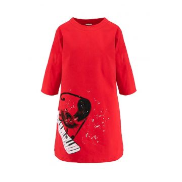 Rochie pictata manual cu model pisica Letia