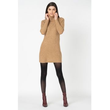 Rochie-pulover cu guler inalt Jana - Maro camel
