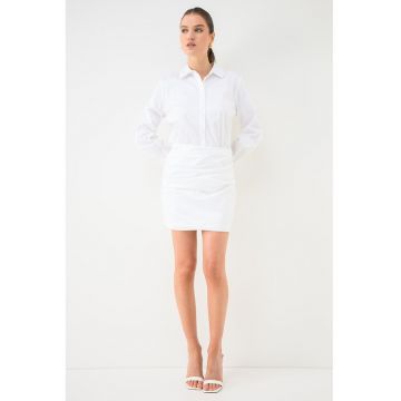 Rochie scurta din amestec de bumbac - Alb