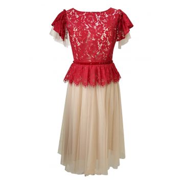 Rochie Sienna - Rosu/Bej