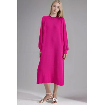 Rochie tricotata -  lunga - lejera - roz magenta - tricot -
