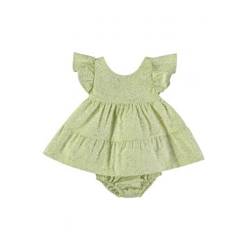 Set de rchie din bumbac cu imprimeu floral si chiloti - Verde masliniu deschis