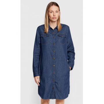 Rochie camasa  denim - albastru - bumbac - fermoar