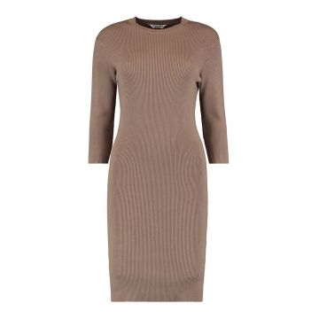 Rochie cambrata cu aspect striat - Maro taupe